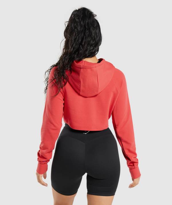Damske Mikiny S Kapucňou Gymshark Training Cropped Červené | RJ4208315